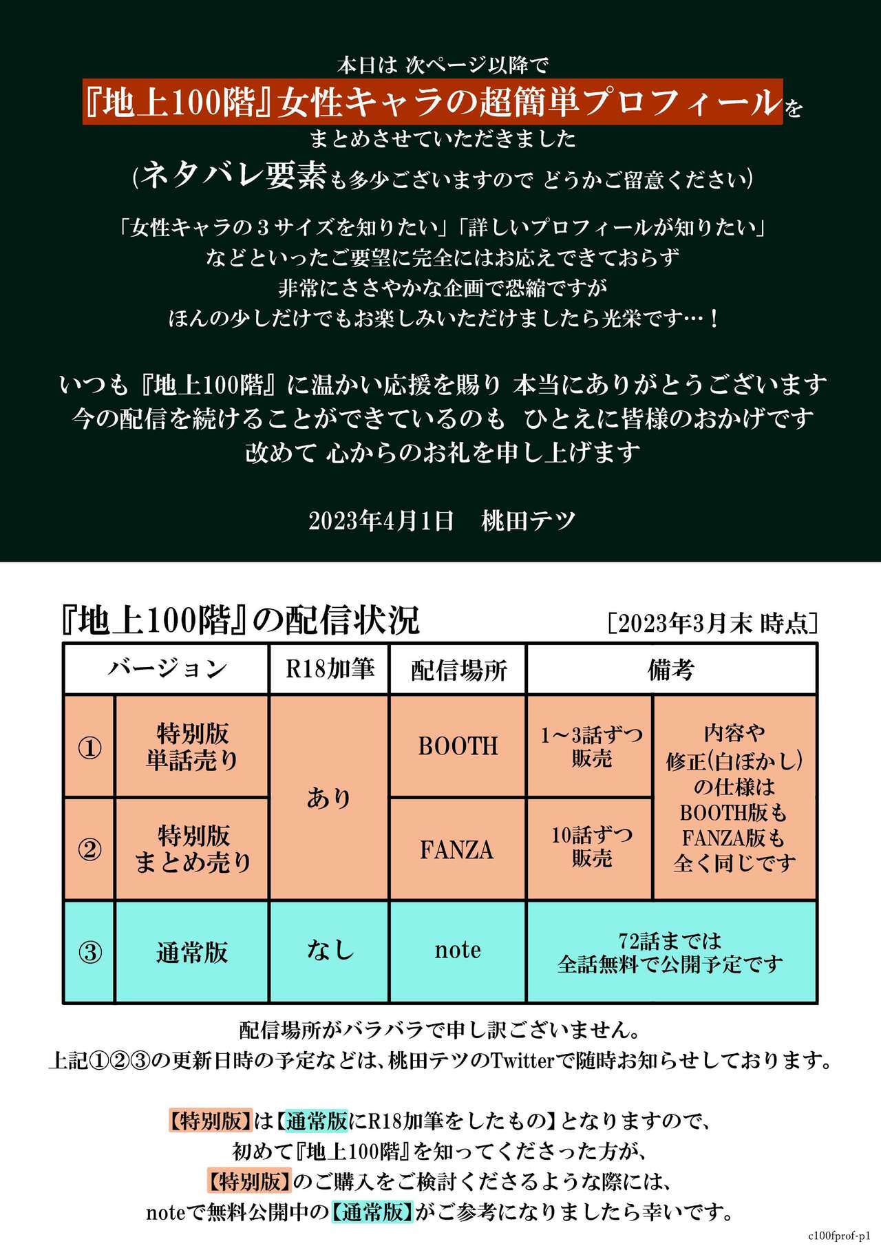 桃田テツ@『地上100階』登場人物紹介《女性編》